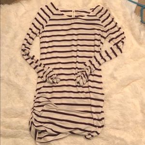 Burgundy and cream striped tunic top